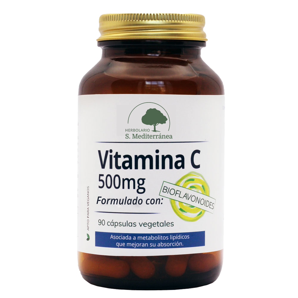 Vitamina C PureWay 500 mg com Bioflavonóides - 90 Cápsulas. Herbolario S. Mediterránea