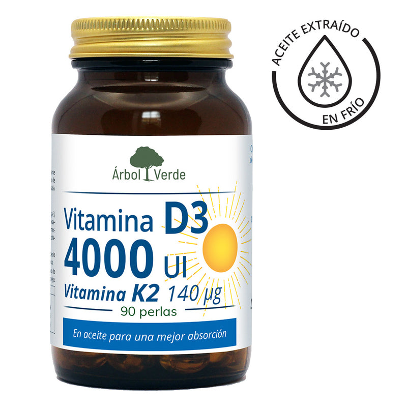 Vitamina D3 4000 UI + K2 - 90 Perlas. Árbol Verde. Herbolario Salud Mediterrranea