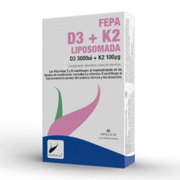 Fepa Vitamina D3 + K2 Liposomada - 40 Capsulas. Fepadiet. Herbolario Salud Mediterranea