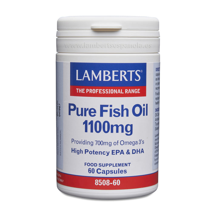 Aceite de Pescado Puro 1100 mg - 60 Cápsulas de 1100 mg. Lamberts. Herbolario Salud Mediterranea