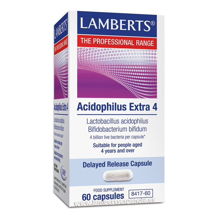 Acidophilus Extra 4 - 60 Capsulas. Lamberts. Herbolario Salud Mediterranea