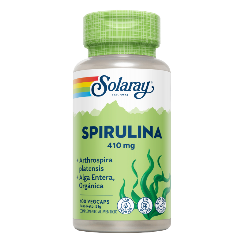 Espirulina 410 mg. - 100 VegCaps. Solaray. Herbolario Salud Mediterránea