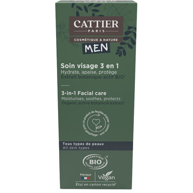 Cuidado Facial 3 en 1 Hombre - 50 ml. Cattier Paris. Herbolario Salud Mediterranea