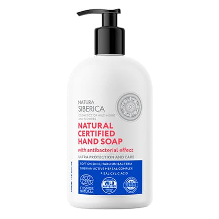 Jabón de manos natural certificado efecto antibacteriano - 500 ml. Natura Siberica. Herbolario Salud Mediterranea