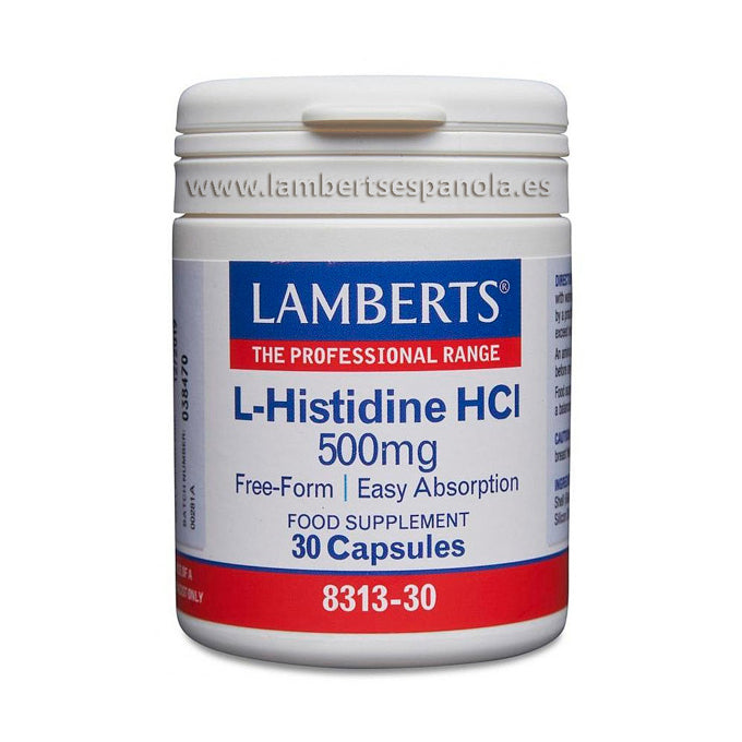 L-Histidina HCI 500 mg - 30 Capsulas. Lamberts. Herbolario Salud Mediterranea
