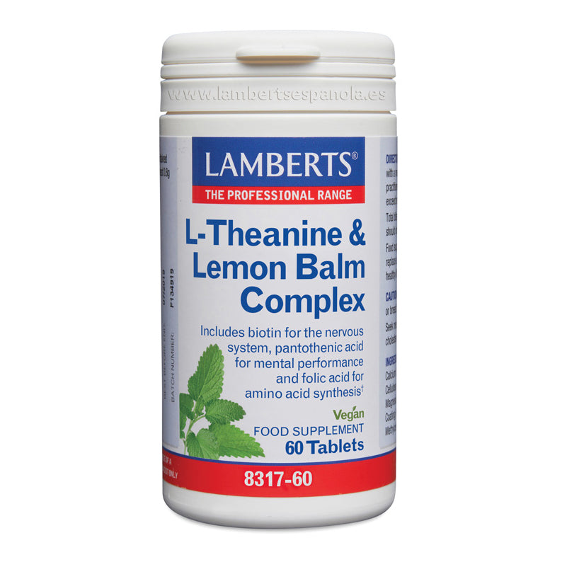 Complejo de Teanina y Bálsamo de Limón - 60 Tabletas. Lamberts. Herbolario Salud Mediterranea