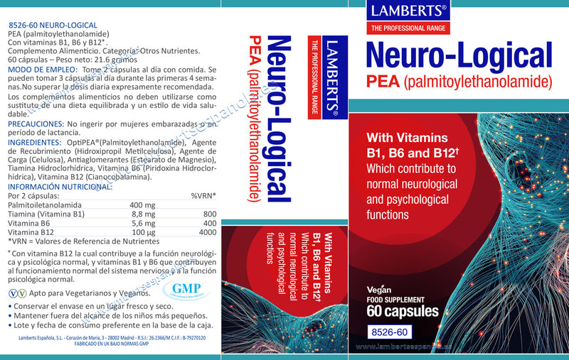 Etiqueta Neuro-Logical - 60 Capsulas. Lamberts. Herbolario Salud Mediterranea