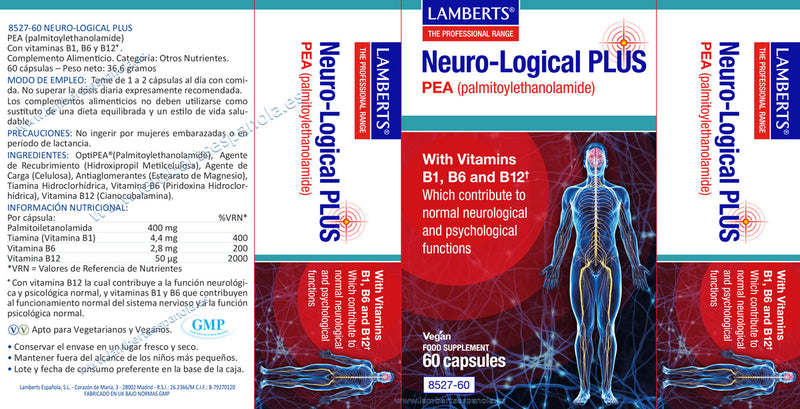 Etiqueta Neuro-Logical PLUS - 60 Capsulas. Lamberts. Herbolario Salud Mediterranea