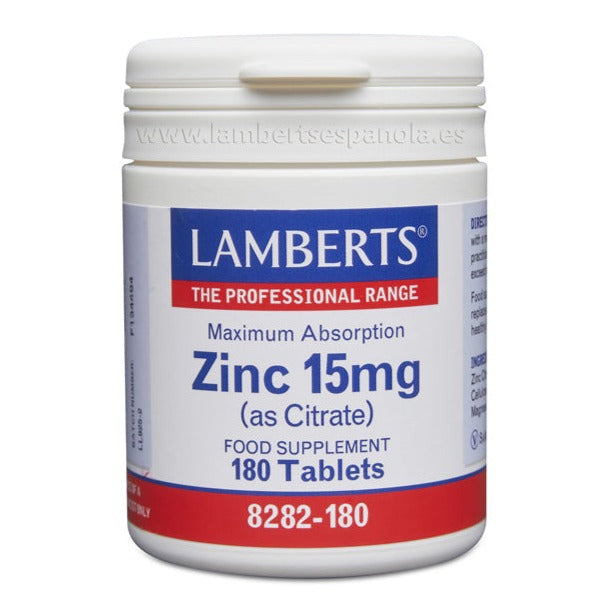 Zinc 15 mg - 180 tabletas. Lamberts. Herbolario Salud Mediterranea