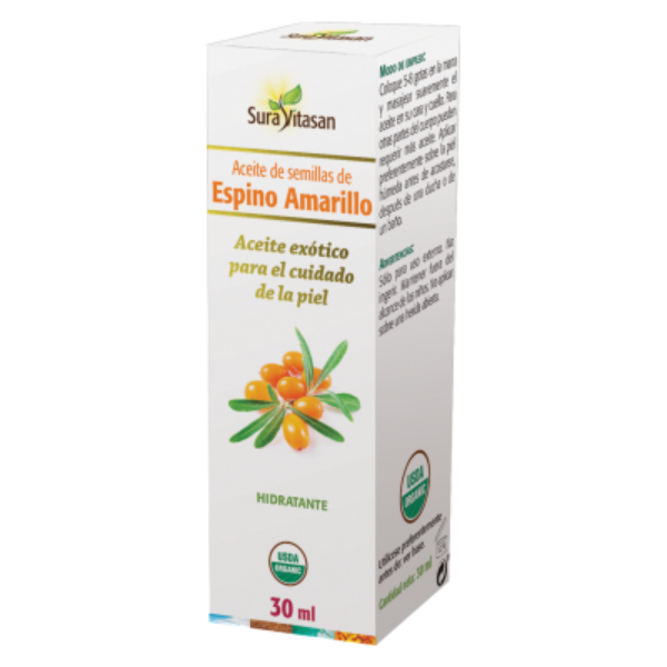 Caja de Aceite de semillas de Espino Amarillo - 30 ml. Sura Vitasan. Herbolario Salud Mediterránea