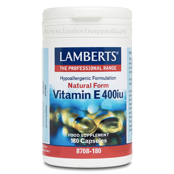 Vitamina E 400 UI - 180 Cápsulas. Lambert