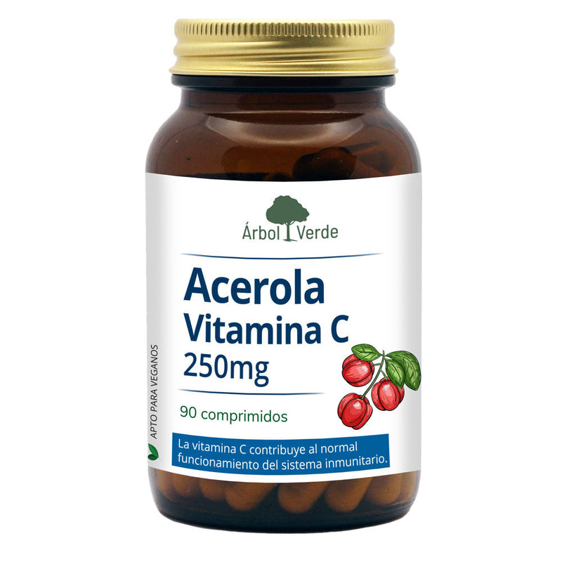 Acerola Vitamina C 250 mg - 90 Comprimidos. Árbol Verde. Herbolario Salud Mediterranea