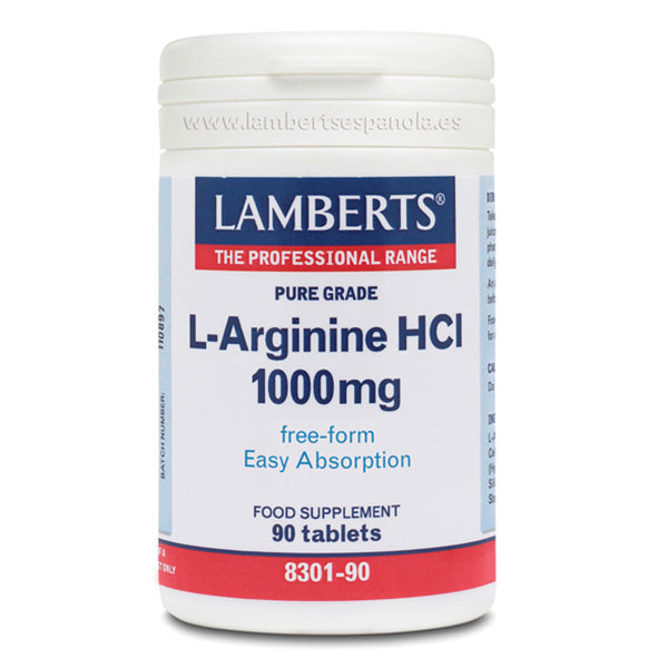 L-Arginina HCI 1000 mg - 90 Tabletas. Lamberts. Herbolario Salud Mediterranea