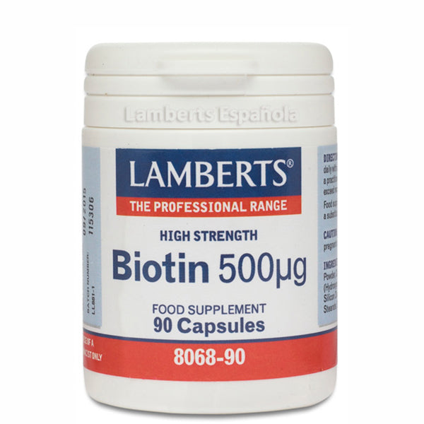Biotina 500 µg - 90 Cápsulas. Lamberts. Herbolario Salud Mediterranea