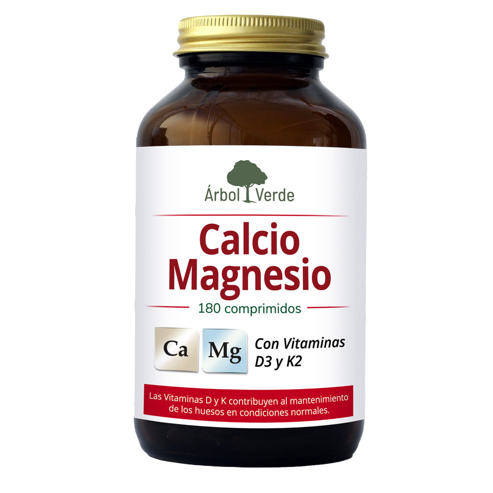 Calcio Magnesio con Vit D3 y Vit K2 - 180 Comprimidos. Árbol Verde. Herbolario Salud Mediterranea