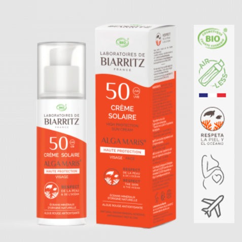 Crema Solar Facial SPF 50 BIO - 50 ml. Laboratorios Biarritz. Herbolario Salud Mediterranea
