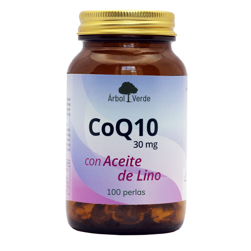 Coenzima Q10 con Aceite de Lino (30mg de COQ10) - 100 Perlas. Árbol Verde. Herbolario Salud Mediterranea