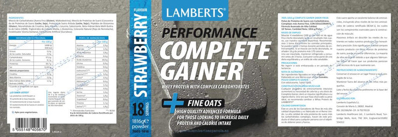 Complete Gainer Sabor a Fresa - 1.816 g. Lamberts. Herbolario Salud Mediterranea