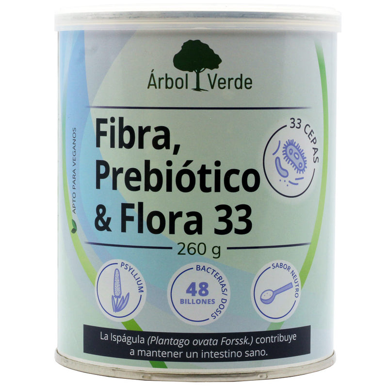 Fibra + Prebiótico & Flora 33 - 260g. Árbol Verde. Herbolario Salud Mediterránea