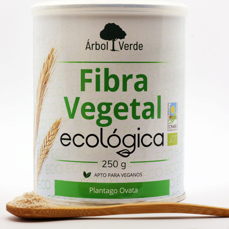 Bote y producto de Fibra Vegetal Ecológica - 250 g. Árbol Verde. Herbolario Salud Mediterránea