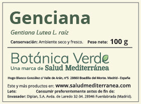 raiz de genciana. Plantas em saco - 100 gr. botânica verde