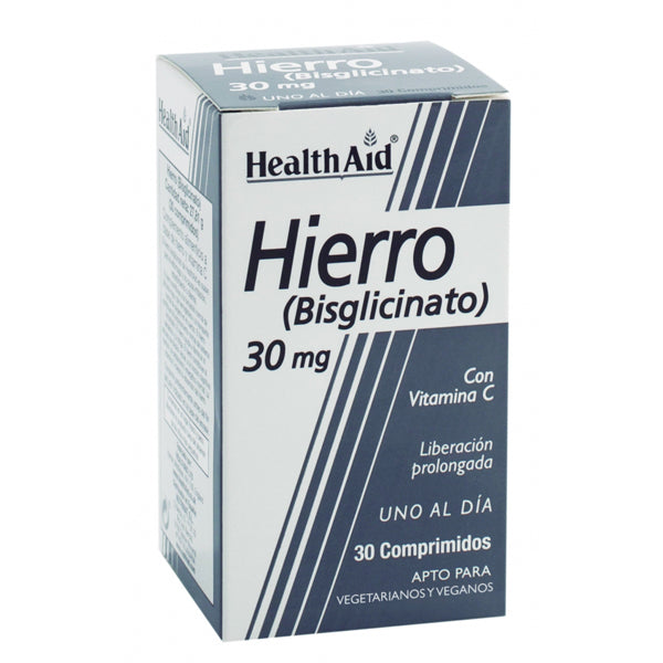 Hierro (Bisglicinato) 30 mg - 30 Comprimidos. Health Aid