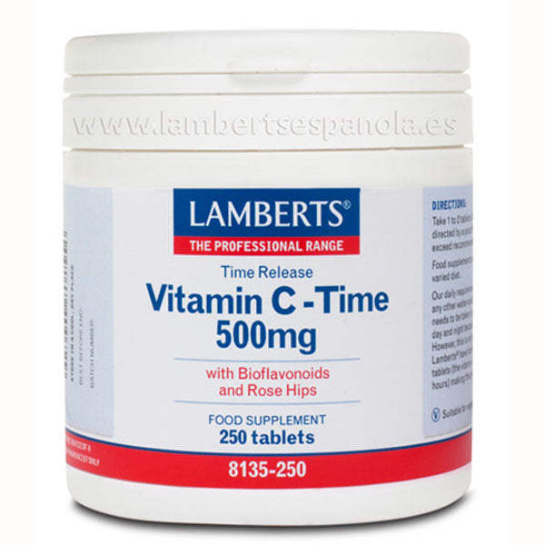 Vitamina C 500mg con Bioflavonoides Liberación Sostenida - 250 tabletas. Lamberts. Herbolario Salud Mediterranea