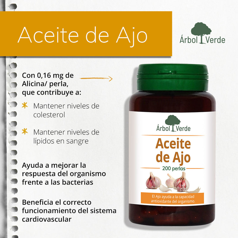 Aceite de Ajo - 200 Perlas. Árbol Verde. Herbolario Salud Mediterránea