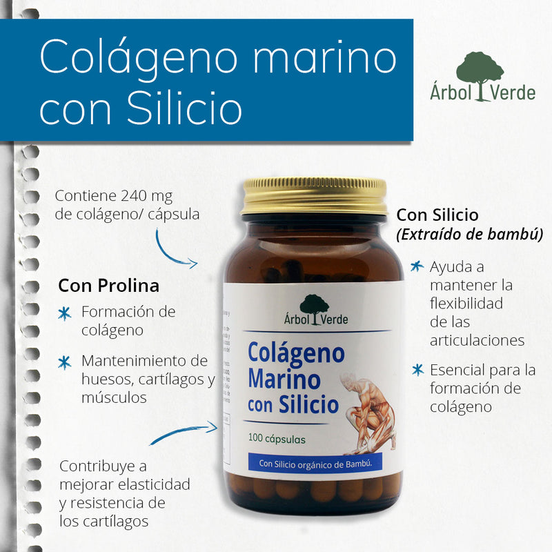 Monografico colágeno Marino con Silicio - 100 Cápsulas. Árbol Verde. Herbolario Salud Mediterránea