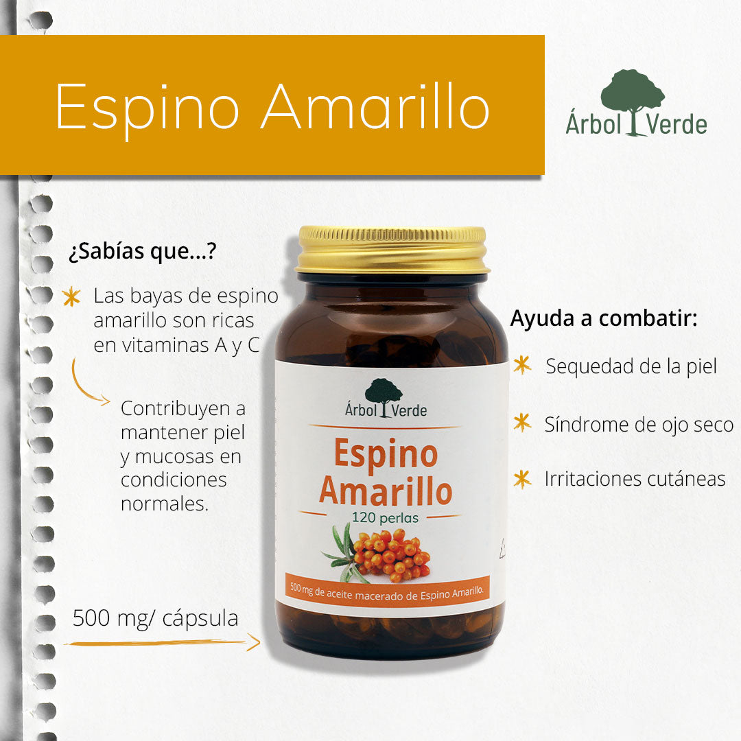 Monografico Espino Amarillo - 120 Perlas. Árbol Verde. Herbolario Salud Mediterránea