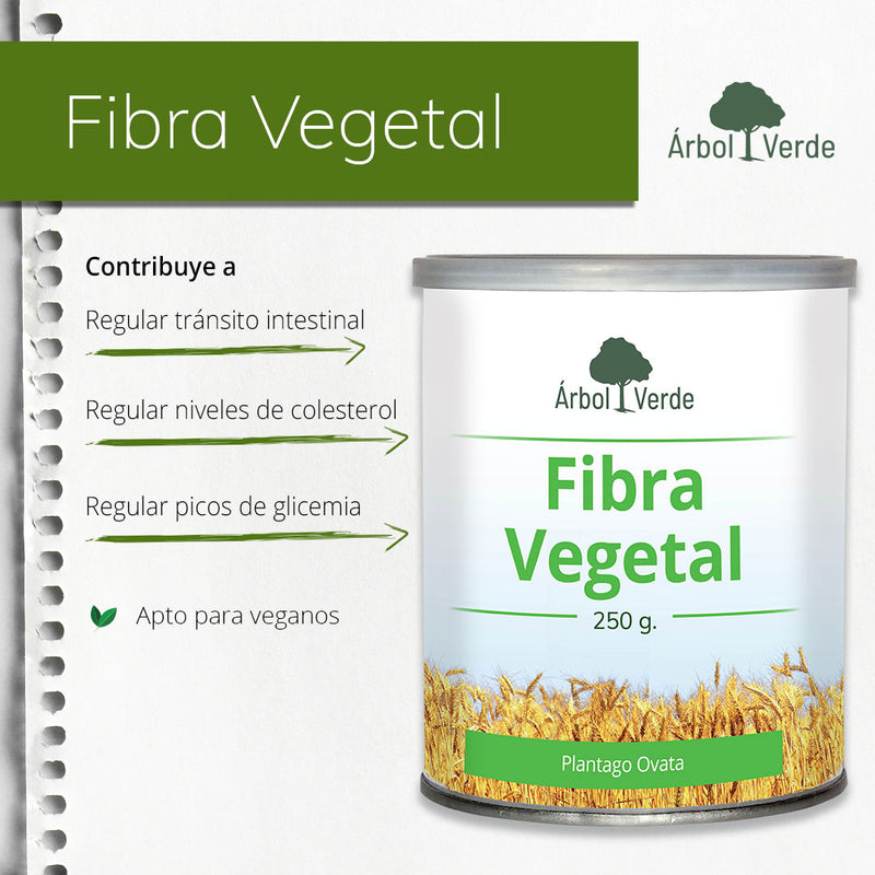 Monografico Fibra Vegetal (Plantago Ovata) - 250 g en Polvo . Árbol Verde. Herbolario Salud Mediterránea