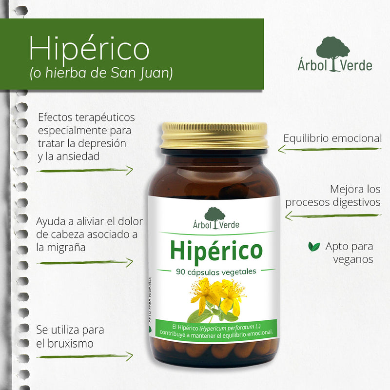Monografico Hipérico - 90 Cápsulas Vegetales. Árbol Verde. Herbolario Salud Mediterranea