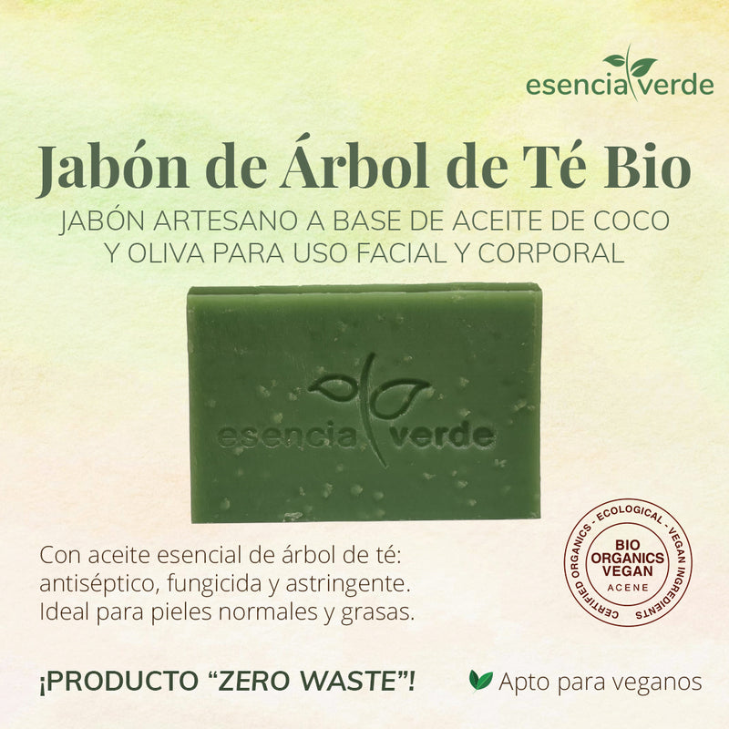Monográfico Jabón BIO de Árbol de Té - 240 G. Esencia Verde. Herbolario Salud Mediterránea