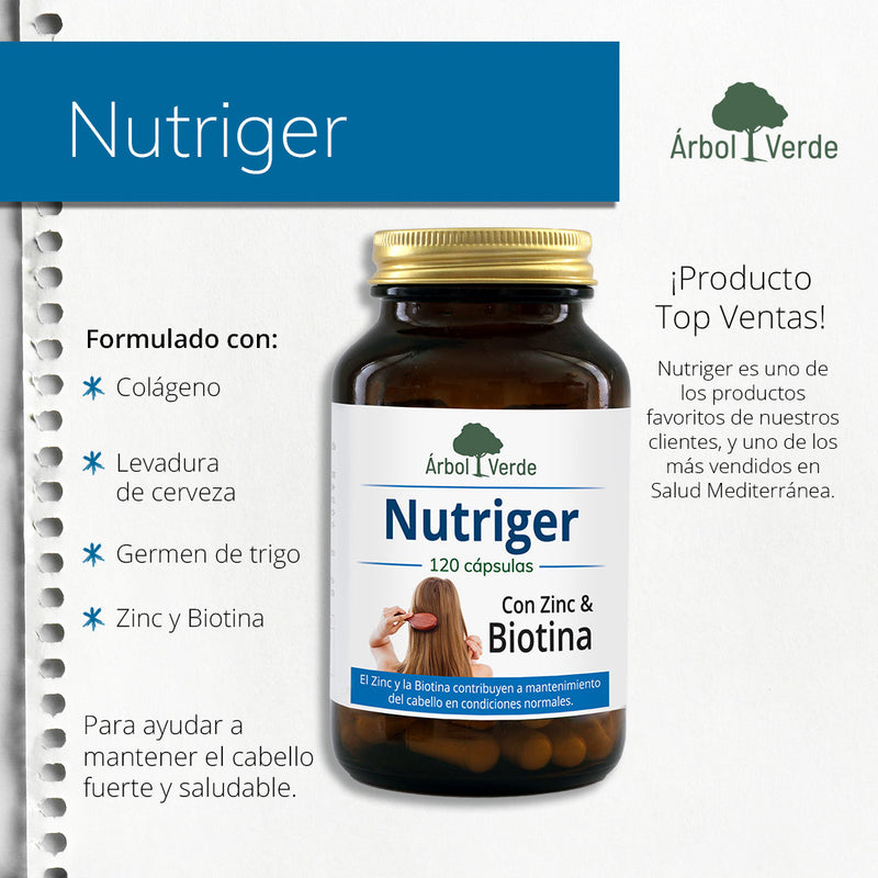 Monogrefico Nutriger (con biotina & zinc) - 120 Cápsulas. Árbol Verde. Herbolario Salud Mediterranea