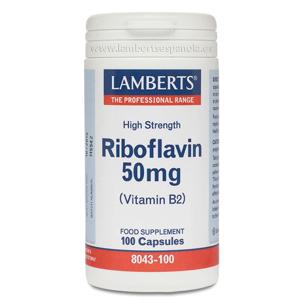 Riboflavina 50 mg - 100 Cápsulas. Lamberts. Herbolario Salud Mediterranea