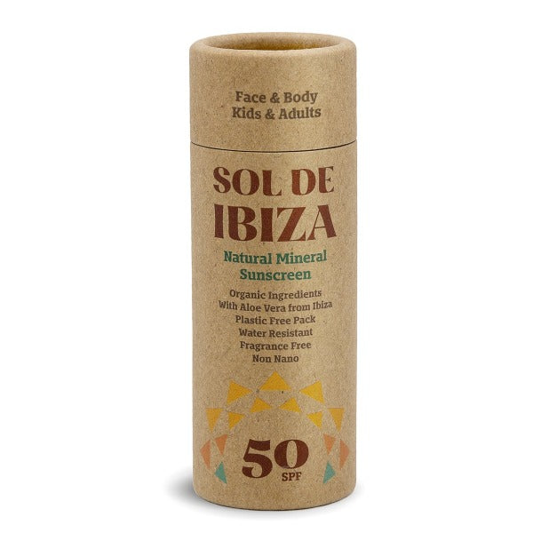 Sol de Ibiza barra libre de plástico para rostro y cuerpo SPF50 Herbolario Salud Mediterránea