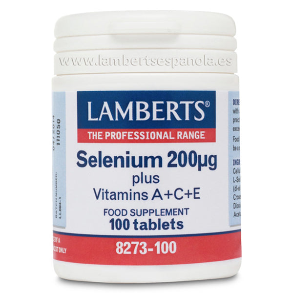 Selenio 200 mcg Plus con Vitaminas A, C y E - 100 Tabletas. Lamberts. Herbolario Salud Mediterranea