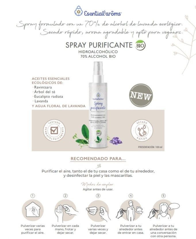 BIO Spray Purificante Hidroalcoólico - 100 ml. Essential´arôms