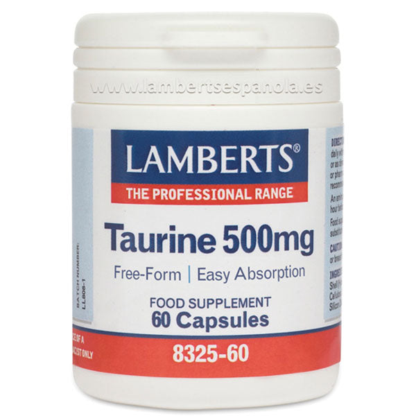 Taurina 500 mg - 60 Cápsulas. Lamberts. Herbolario Salud Mediterranea