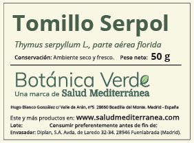 Tomillo Serpol. Planta en bolsa - 50 gr. Botánica Verde