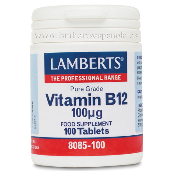 Vitamina B12 100 mcg - 100 Cápsulas. Lamberts. Herbolario Salud Mediterranea.