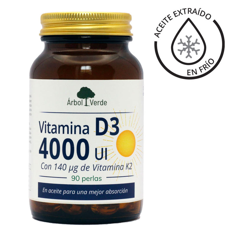 Vitamina D3 4000 UI + K2 - 90 Perlas. Árbol Verde. Herbolario Salud Mediterrranea