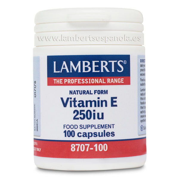 Vitamina E 250 UI - 100 Cápsulas. Lamberts