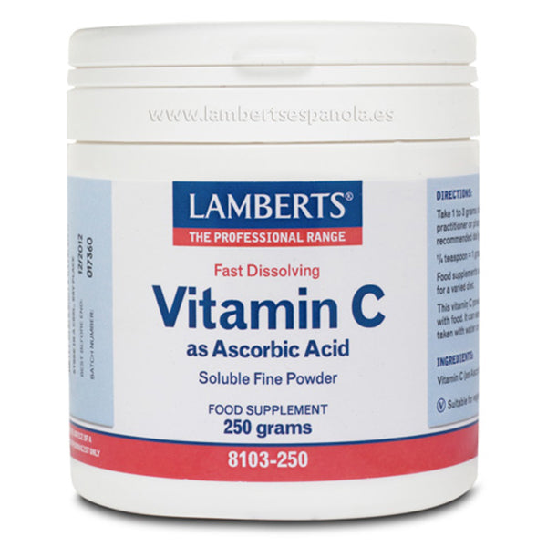 Vitamina C en forma de Ácido ascórbico - 250 g. Lamberts. Herbolario Salud Mediterranea