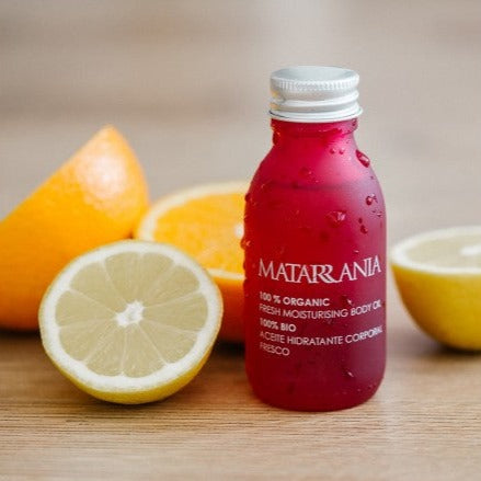 Aceite Hidratante Corporal Limón, Naranja y Mandarina 100% BIO - 100 ml. Matarrania. Herbolario Salud Mediterranea