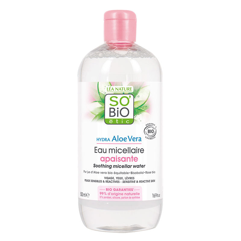Agua Micelar Calmante Aloe Vera y Rosas BIO - 500 ml. SOBIO étic. Herbolario Salud Mediterránea