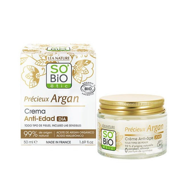 Crema día Antiedad Acido Hialuronico y Argan BIO - 50 ml. SOBIO étic. Herbolario Salud Mediterránea