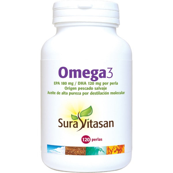 Omega-3 es un complemento alimenticio a base de ácidos grasos esenciales omega- 3 que proporciona 180 mg de EPA y 120 mg de DHA por perla. El aceite se obtiene a partir de sardinas y anchoas salvajes por destilación molecular, un método de purificación que garantiza un aceite de grado farmacéutico libre de contaminantes ambientales.