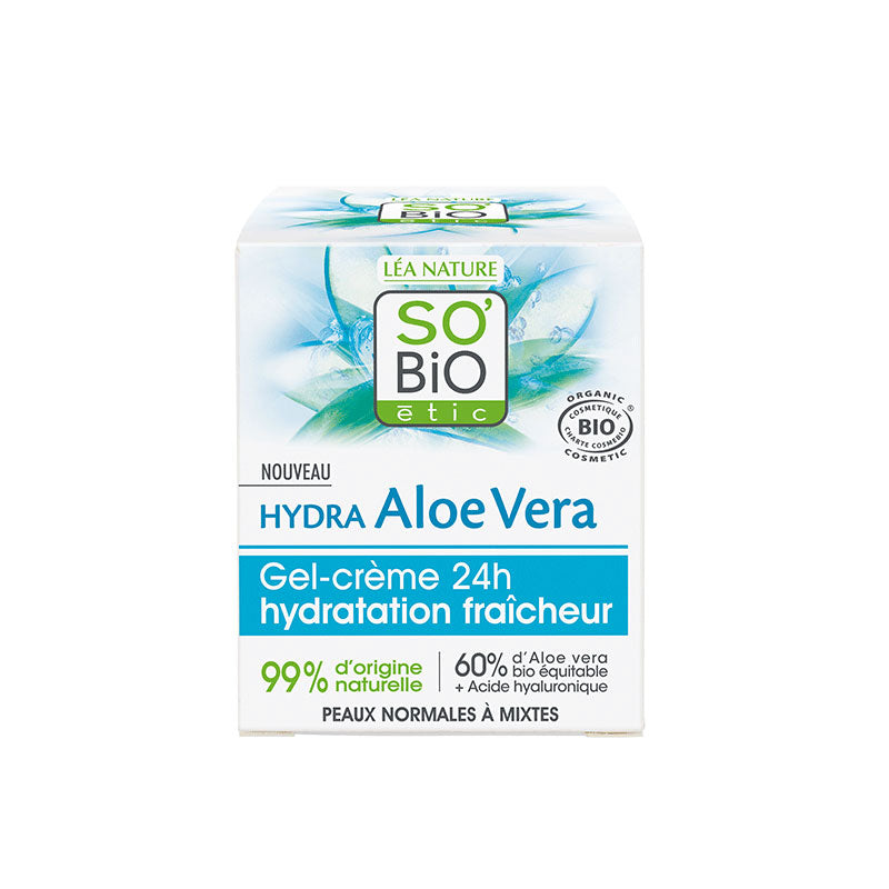 Gel Crema Hidratante Aloe Vera Refrescante 24h BIO - 50 ml. SOBIO étic. Herbolario Salud Mediterránea
