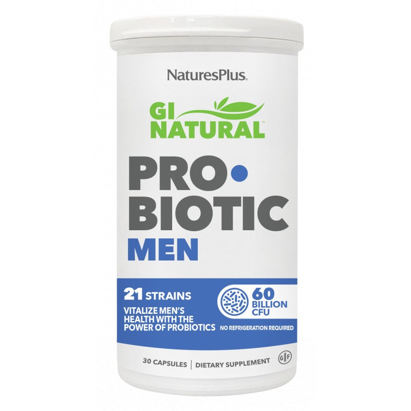 Gi Natural Probiotic Men - 30 Capsulas. Natures Plus. Herbolario Salud Mediteranea